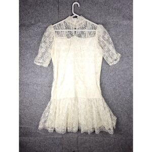 Jessica McClintock Cream Lace Midi Dress